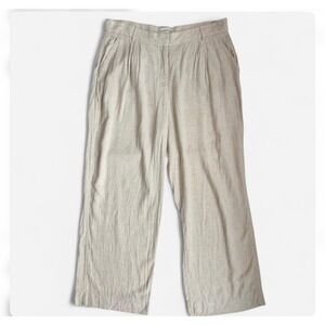 Abercrombie & Fitch Linen Blend Wide Leg Trousers Women's size 34 18 Beige Boho